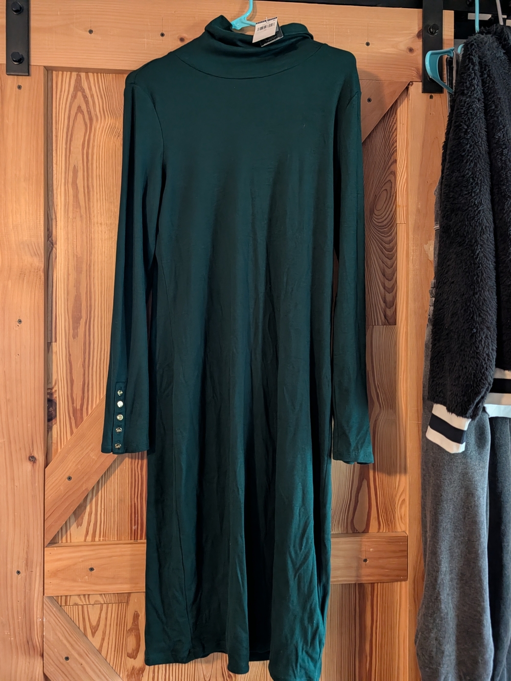Ralph Lauren Forest Green Long Sleeve Turtleneck Midi Dress